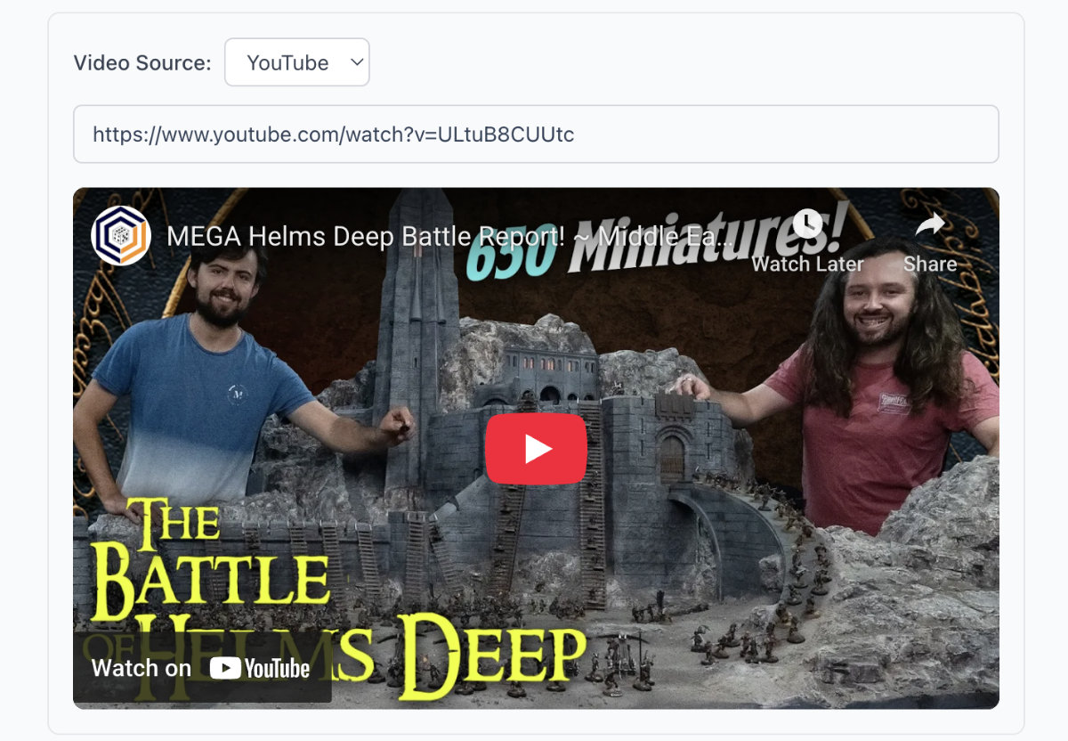 Screenshot of the "Online Video" block type within an article