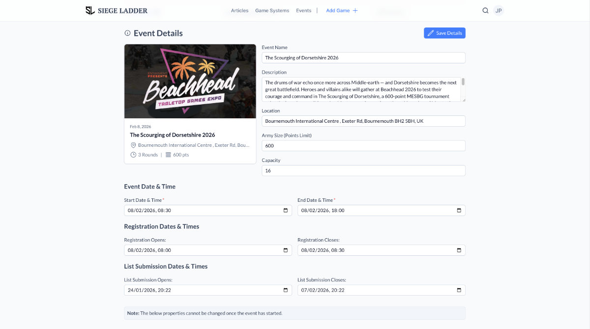 Event Setup